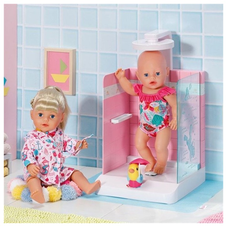 Douche jouet - BABY BORN - Pompe électronique - Pare-éclaboussures inclus - Pour poupon 43cm - Des 3 ans