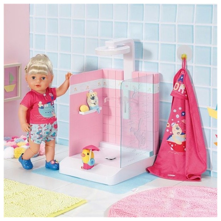 Douche jouet - BABY BORN - Pompe électronique - Pare-éclaboussures inclus - Pour poupon 43cm - Des 3 ans