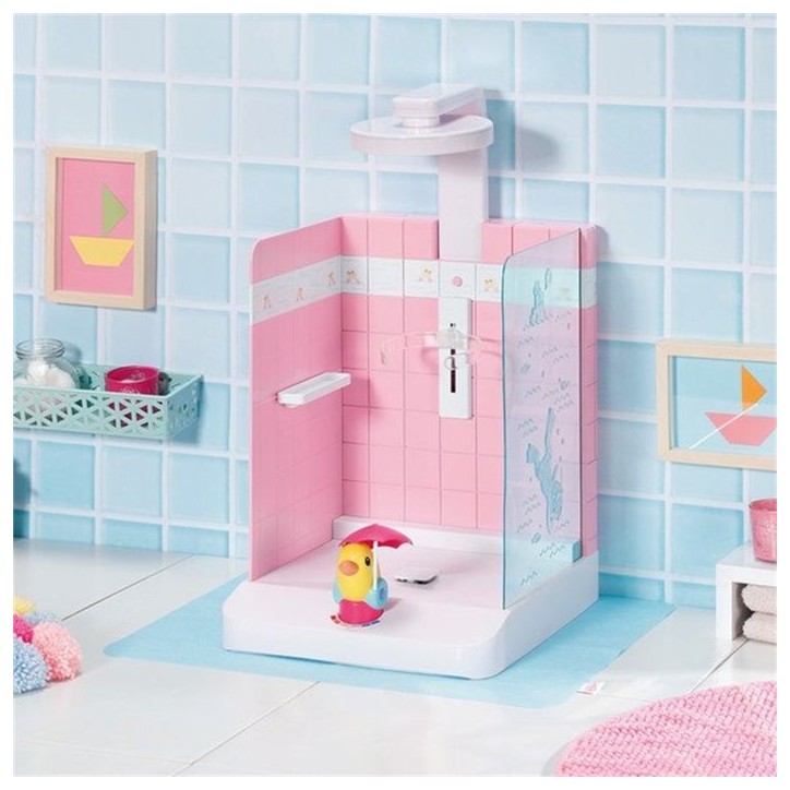 Douche jouet - BABY BORN - Pompe électronique - Pare-éclaboussures inclus - Pour poupon 43cm - Des 3 ans
