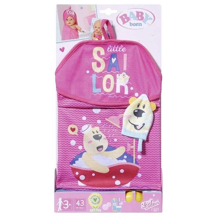 BABY born Bath Serviette de bain a capuche et gant de toilettes BABY born Bath Serviette de bain a capuche et gant de toilettes
