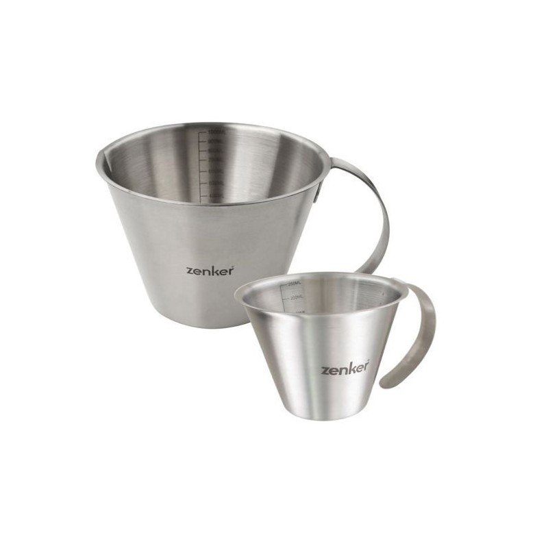 Set de 2 verres doseurs gradués - ZENKER - Inox - 250 ml et 1 litre