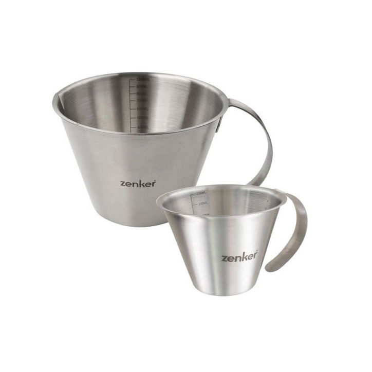 Set de 2 verres doseurs gradués - ZENKER - Inox - 250 ml et 1 litre Set de 2 verres doseurs gradués - ZENKER - Inox - 250 ml et 1 litre