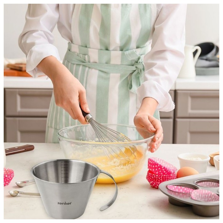 Set de 2 verres doseurs gradués - ZENKER - Inox - 250 ml et 1 litre Set de 2 verres doseurs gradués - ZENKER - Inox - 250 ml et 1 litre