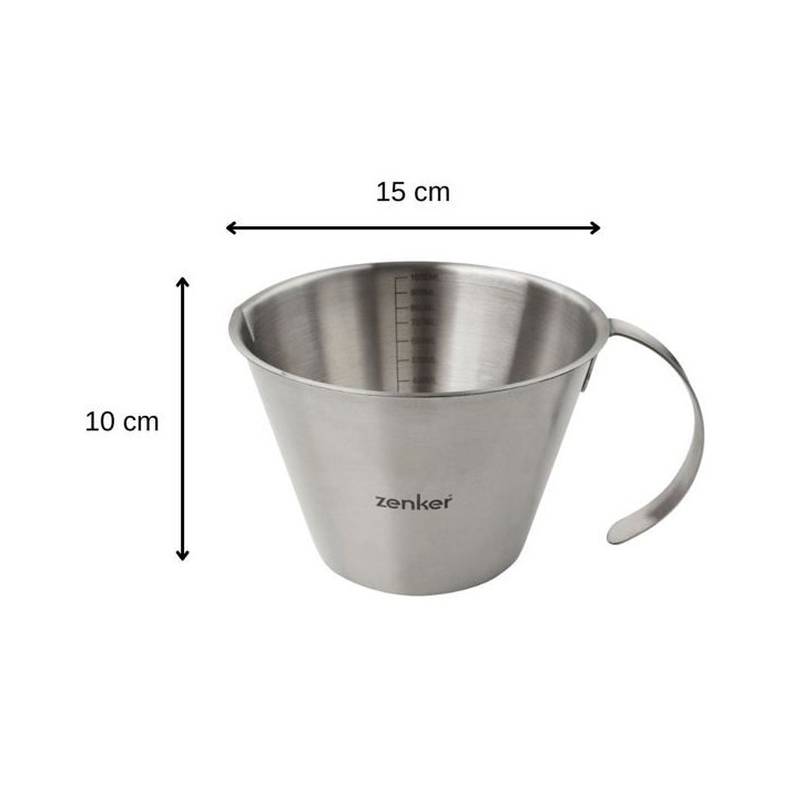 Set de 2 verres doseurs gradués - ZENKER - Inox - 250 ml et 1 litre Set de 2 verres doseurs gradués - ZENKER - Inox - 250 ml et 1 litre