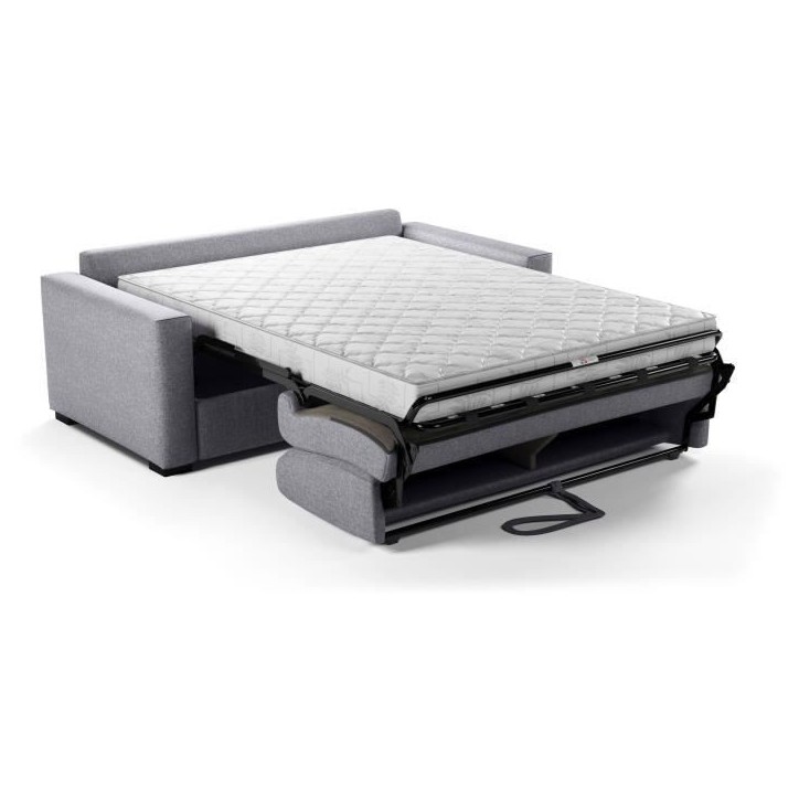 Canapé convertible express - MARIUS - Tissu Gris clair - matelas 14cm - 190 x 100 x 87 cm
