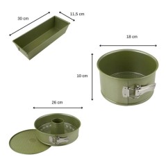 Ensemble de 3 moules a gâteaux - ZENKER - Green Vision - 18 a 30 cm