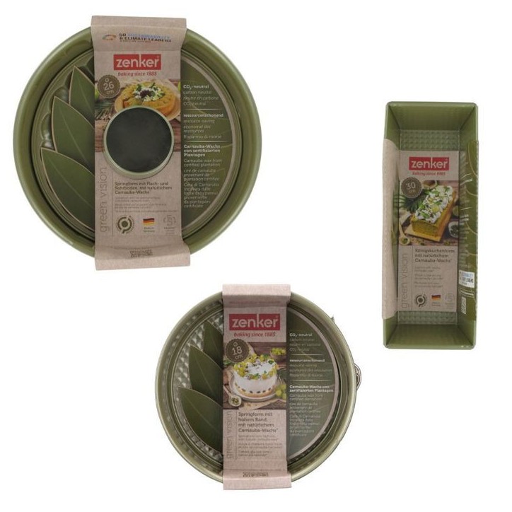 Ensemble de 3 moules a gâteaux - ZENKER - Green Vision - 18 a 30 cm Ensemble de 3 moules a gâteaux - ZENKER - Green Vision - 18 a 30 cm