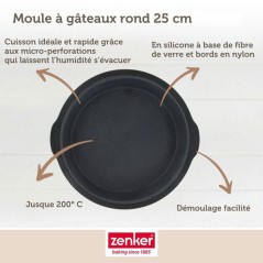 Moule a manqué - ZENKER - Ø 25 cm - Silicone fibre de verre - Noir