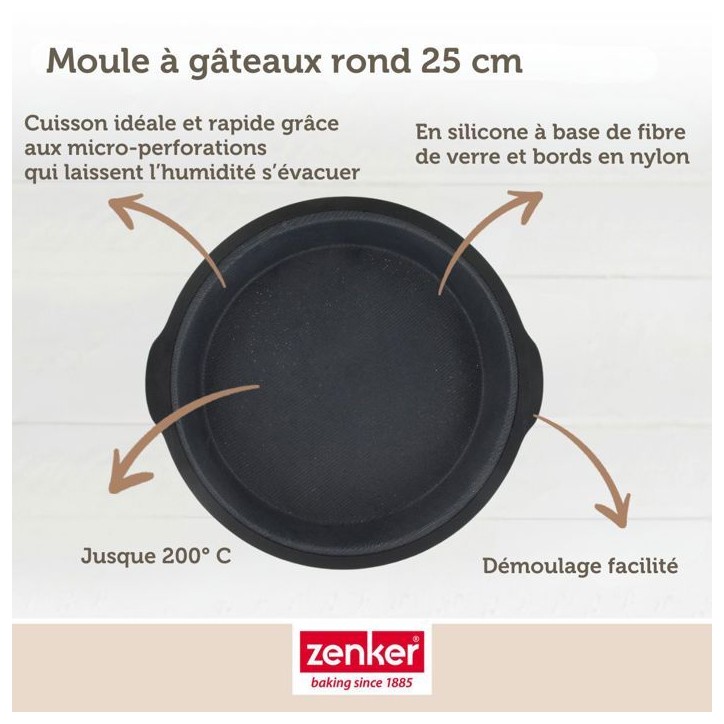 Moule a manqué - ZENKER - Ø 25 cm - Silicone fibre de verre - Noir Moule a manqué - ZENKER - Ø 25 cm - Silicone fibre de verre - Noir