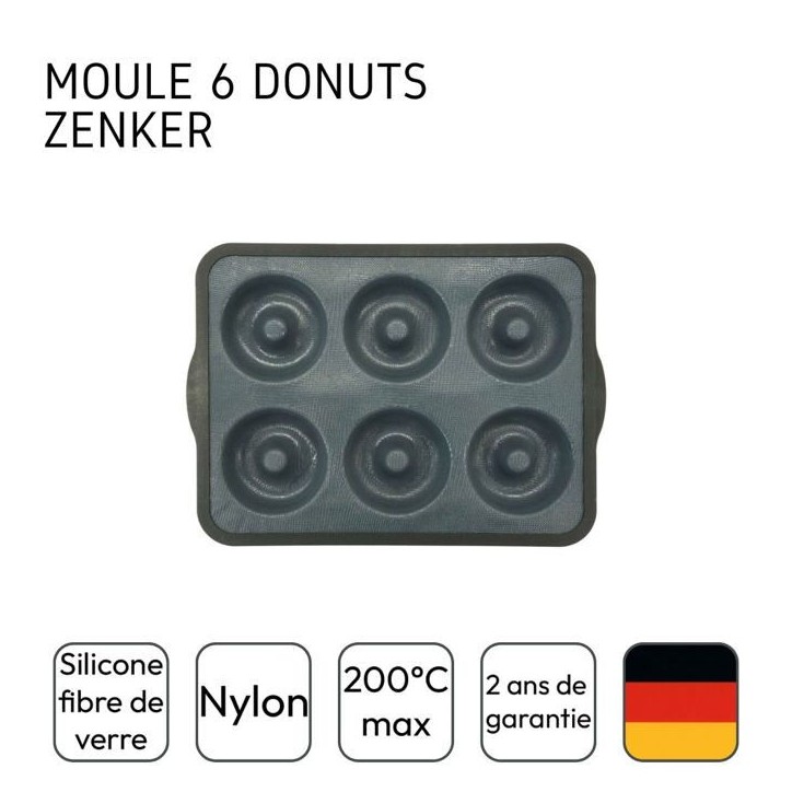 Moule 6 donuts - ZENKER - 36 x 26 cm - Silicone fibre de verre - Noir Moule 6 donuts - ZENKER - 36 x 26 cm - Silicone fibre de verre - Noir