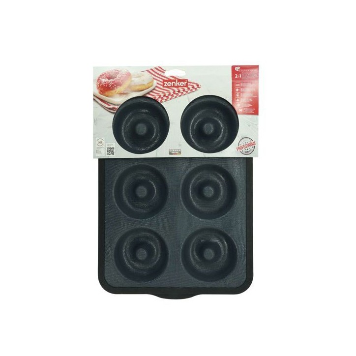 Moule 6 donuts - ZENKER - 36 x 26 cm - Silicone fibre de verre - Noir Moule 6 donuts - ZENKER - 36 x 26 cm - Silicone fibre de verre - Noir
