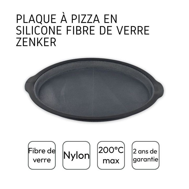 Plaque a pizza ronde - ZENKER - Ø 36 cm - Silicone fibre de verre - Noir Plaque a pizza ronde - ZENKER - Ø 36 cm - Silicone fibre de verre - Noir
