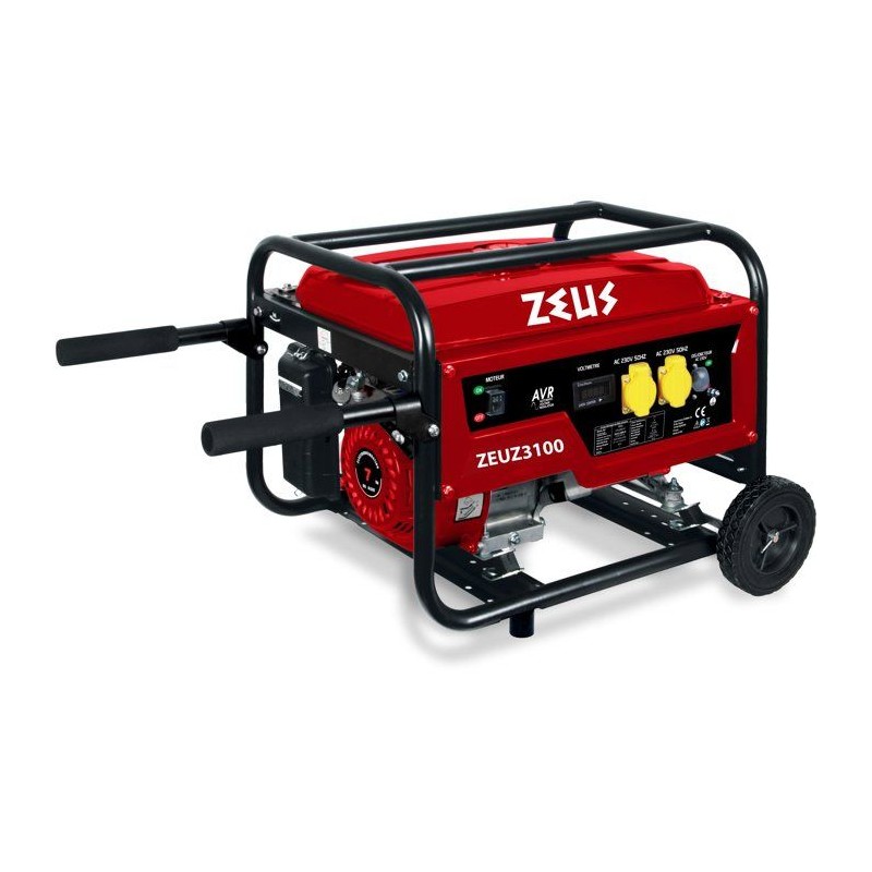 Groupe électrogene essence - ZEUZ - 3000 W - Autonomie 9 h - Moteur 4
