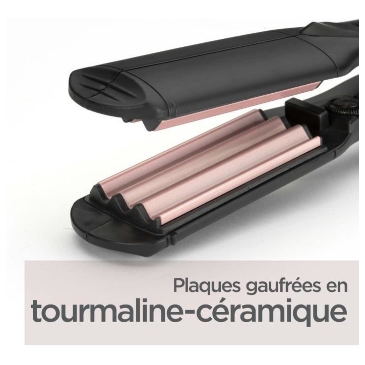 Fer a gaufrer - BABYLISS 2165CE - Plaques larges de 35 mm - 10 températures - Embouts thermorésistants
