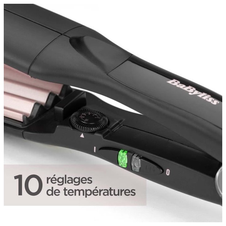 Fer a gaufrer - BABYLISS 2165CE - Plaques larges de 35 mm - 10 températures - Embouts thermorésistants