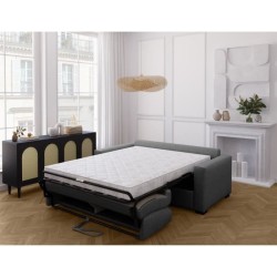 Canapé convertible express - MARIUS - Tissu Anthracite - matelas 14cm