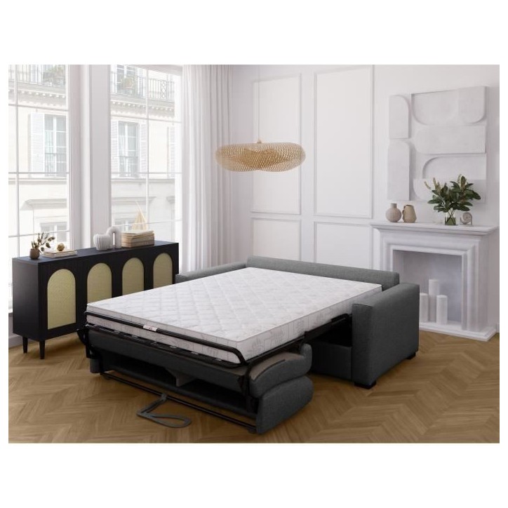 Canapé convertible express - MARIUS - Tissu Anthracite - matelas 14cm - 190 x 100 x 87 cm Canapé convertible express - MARIUS - Tissu Anthracite - matelas 14cm - 190 x 100 x 87 cm