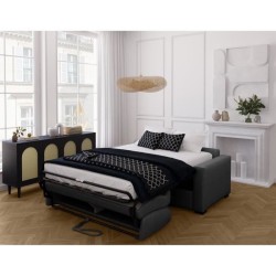 Canapé convertible express - MARIUS - Tissu Anthracite - matelas 14cm