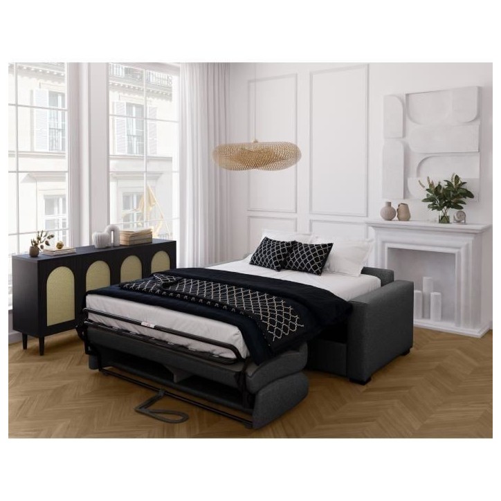 Canapé convertible express - MARIUS - Tissu Anthracite - matelas 14cm - 190 x 100 x 87 cm Canapé convertible express - MARIUS - Tissu Anthracite - matelas 14cm - 190 x 100 x 87 cm