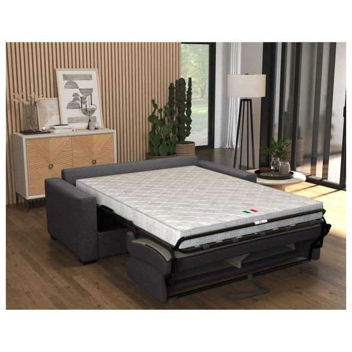 Canapé convertible express - MARIUS - Tissu Anthracite - matelas 14cm - 190 x 100 x 87 cm Canapé convertible express - MARIUS - Tissu Anthracite - matelas 14cm - 190 x 100 x 87 cm