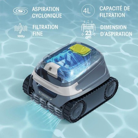 Robot de piscine - ZODIAC - CNX-Li 5220 iQ - Fond et parois et ligne d'eau - Piscines jusqu'a 10 x 5 m - 1 cycle complet 2h