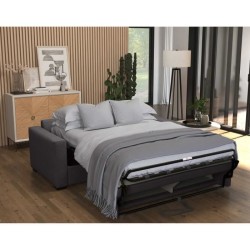 Canapé convertible express - MARIUS - Tissu Anthracite - matelas 14cm