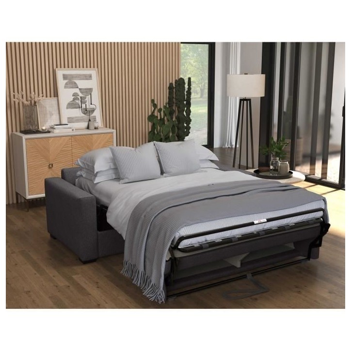 Canapé convertible express - MARIUS - Tissu Anthracite - matelas 14cm - 190 x 100 x 87 cm Canapé convertible express - MARIUS - Tissu Anthracite - matelas 14cm - 190 x 100 x 87 cm