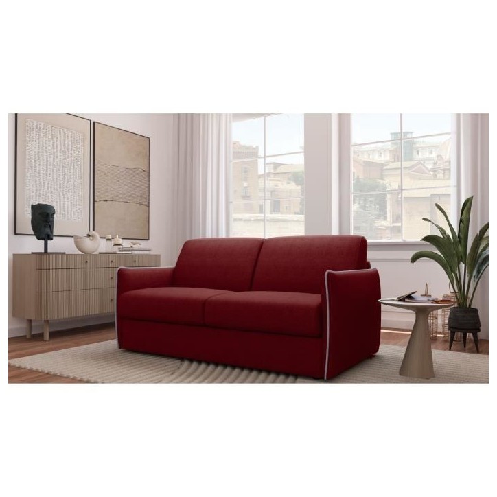 Canapé convertible express - AGATHE - Tissu Rouge - matelas 14cm - 175 x 100 x 87 cm Canapé convertible express - AGATHE - Tissu Rouge - matelas 14cm - 175 x 100 x 87 cm