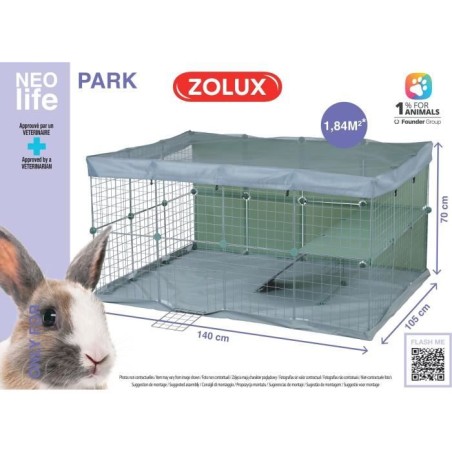 Enclos modulable - ZOLUX - Neo park - Parc pour petits animaux - Lapins - 140X105X70 - 1,84 m²
