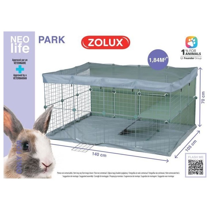 Enclos modulable - ZOLUX - Neo park - Parc pour petits animaux - Lapins - 140X105X70 - 1,84 m² Enclos modulable - ZOLUX - Neo park - Parc pour petits animaux - Lapins - 140X105X70 - 1,84 m²