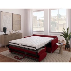 Canapé convertible express - AGATHE - Tissu Rouge - matelas 14cm - 17