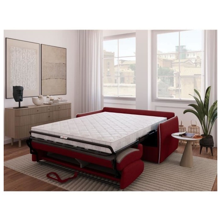 Canapé convertible express - AGATHE - Tissu Rouge - matelas 14cm - 175 x 100 x 87 cm Canapé convertible express - AGATHE - Tissu Rouge - matelas 14cm - 175 x 100 x 87 cm