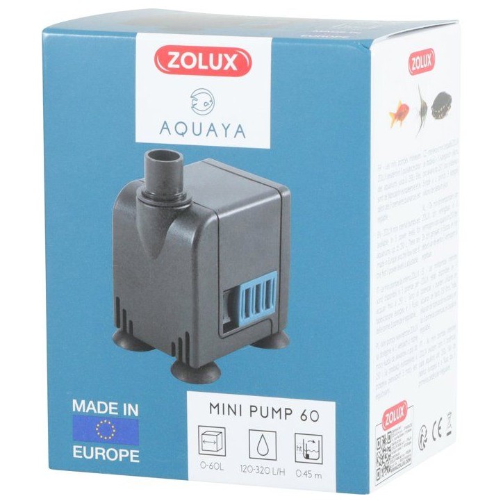 Mini pompe a eau aquarium - ZOLUX - 6 W - Débit réglable de 120 a 320 L/H - Pour aquarium jusqu'a 60 L Mini pompe a eau aquarium - ZOLUX - 6 W - Débit réglable de 120 a 320 L/H - Pour aquarium jusqu'a 60 L
