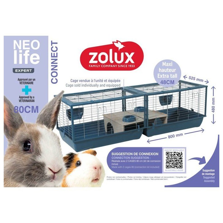 ZOLUX Cage grillagée cochon d'inde et rongeur Néolife - 80 x 52,5 x 48 cm - Bleu ZOLUX Cage grillagée cochon d'inde et rongeur Néolife - 80 x 52,5 x 48 cm - Bleu