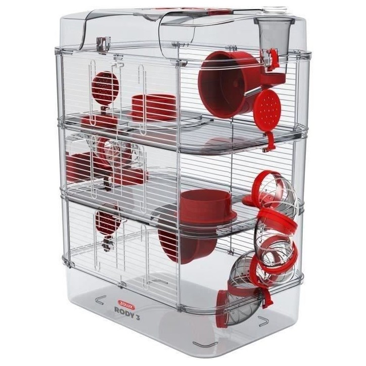 Cage sur 3 étages ZOLUX - Rody3 trio - Pour hamsters, souris et gerbilles - L 41 x p 27 x h 53 cm - Grenadine Cage sur 3 étages ZOLUX - Rody3 trio - Pour hamsters, souris et gerbilles - L 41 x p 27 x h 53 cm - Grenadine