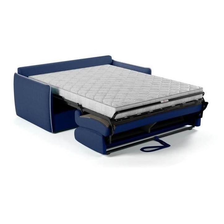 Canapé convertible express - AGATHE - Tissu Bleu - matelas 14cm - 175 x 100 x 87 cm