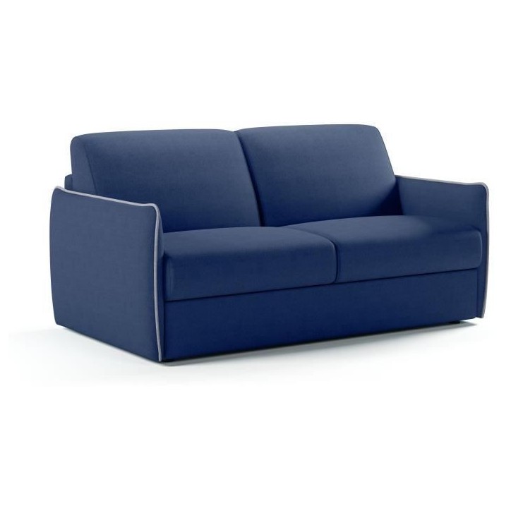 Canapé convertible express - AGATHE - Tissu Bleu - matelas 14cm - 175 x 100 x 87 cm