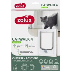 Chatiere 4 positions - ZOLUX - L20 x H25 cm - Pour porte bois, PVC, métal - Catwalk - Blanc