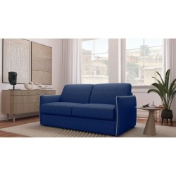 Canapé convertible express - AGATHE - Tissu Bleu - matelas 14cm - 175