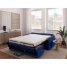 Canapé convertible express - AGATHE - Tissu Bleu - matelas 14cm - 175