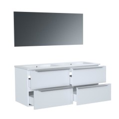 Meuble de salle de bain double vasque avec miroir L 120cm - 4 tiroirs