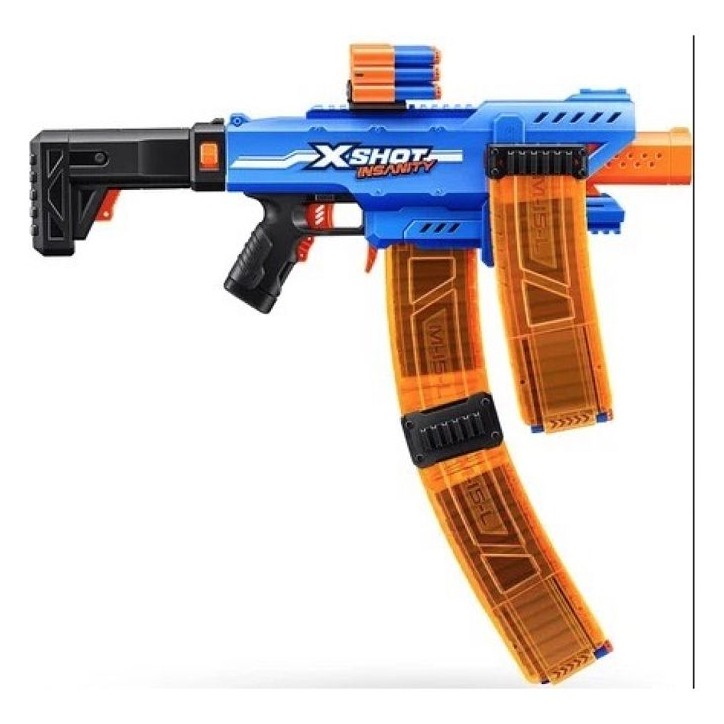 Blaster motorisé - ZURU - X-SHOT Clip Blaster - 4 chargeurs - Portée 27 m - Extensions incluses Blaster motorisé - ZURU - X-SHOT Clip Blaster - 4 chargeurs - Portée 27 m - Extensions incluses