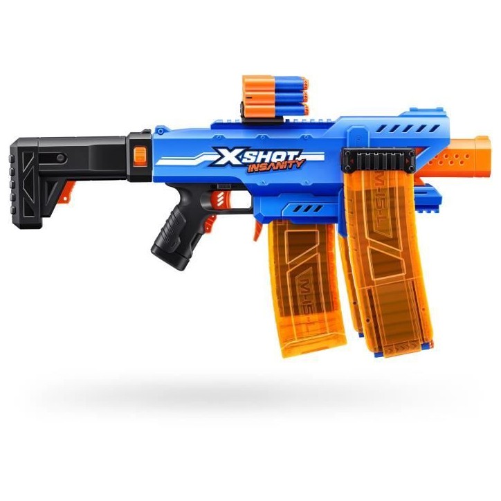 Blaster motorisé - ZURU - X-SHOT Clip Blaster - 4 chargeurs - Portée 27 m - Extensions incluses Blaster motorisé - ZURU - X-SHOT Clip Blaster - 4 chargeurs - Portée 27 m - Extensions incluses