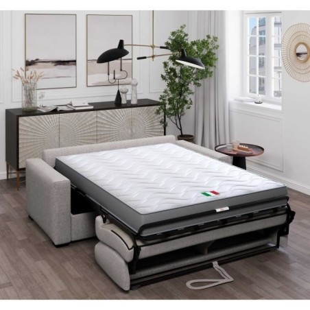 Canapé convertible express JOHN - 3 places - Tissu gris - 190 x 100 x 87 cm