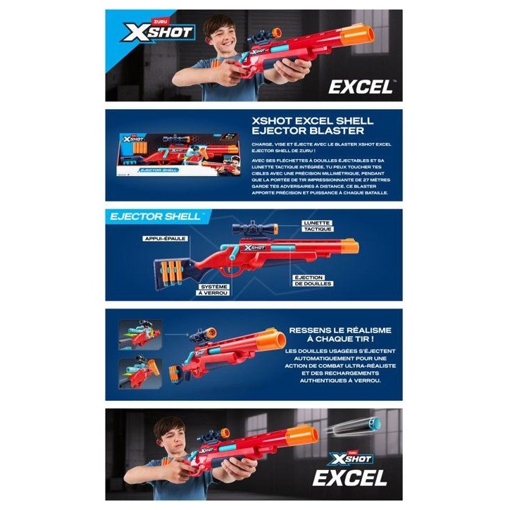 Lancer de fléchettes - ZURU XSHOT - Excel Bolt Action blaster - 8 fléchettes - Des 8 ans Lancer de fléchettes - ZURU XSHOT - Excel Bolt Action blaster - 8 fléchettes - Des 8 ans