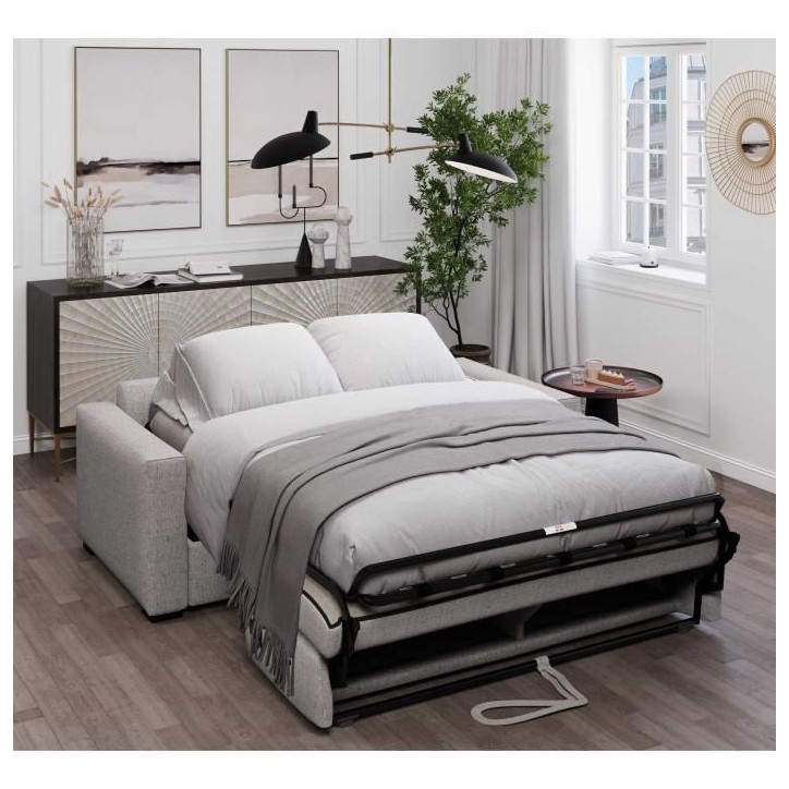 Canapé convertible express JOHN - 3 places - Tissu gris - 190 x 100 x 87 cm Canapé convertible express JOHN - 3 places - Tissu gris - 190 x 100 x 87 cm