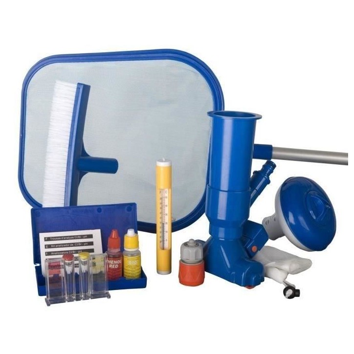 GRE - Kit de nettoyage piscine 7 pieces - trousse d'analyse, 1 brosse, 1 épuisette, 1 manche, 1 thermometre, 1 doseur et 1 Jet GRE - Kit de nettoyage piscine 7 pieces - trousse d'analyse, 1 brosse, 1 épuisette, 1 manche, 1 thermometre, 1 doseur et 1 Jet