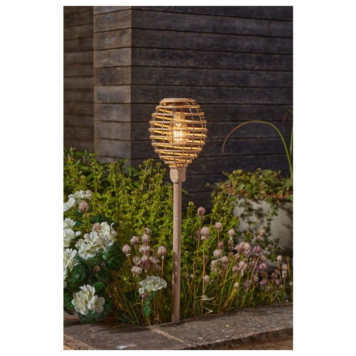 Torche solaire - SMART SOLAR - Lumina Faux Rottin - Naturel - H70 cm