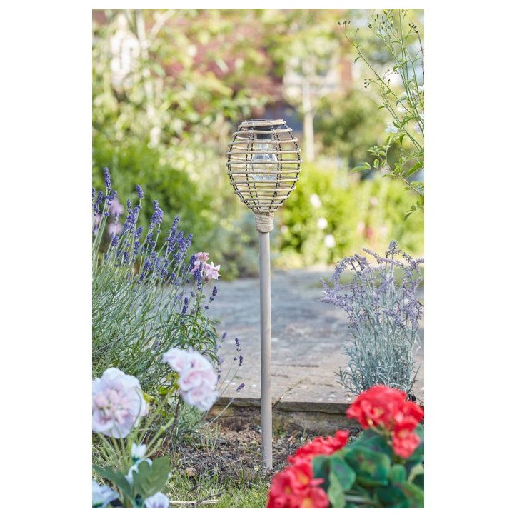 Torche solaire - SMART SOLAR - Lumina Faux Rottin - Naturel - H70 cm
