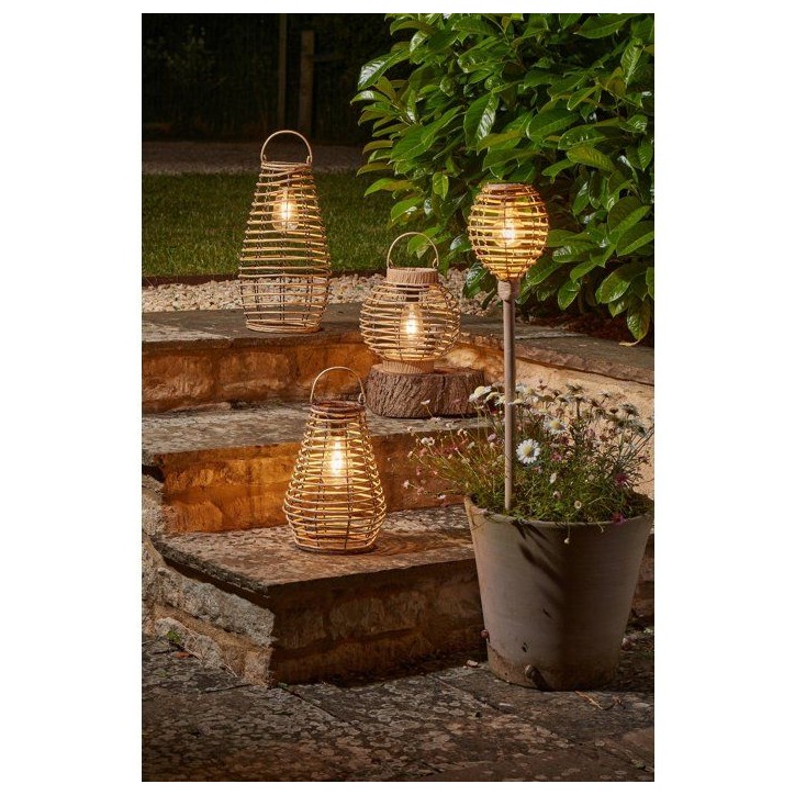 Torche solaire - SMART SOLAR - Lumina Faux Rottin - Naturel - H70 cm